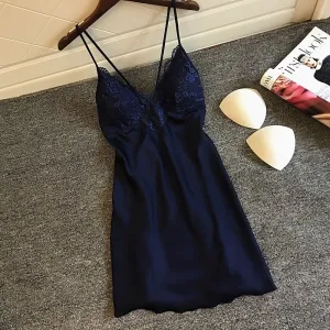2019 Nightgowns & Sleepshirt Silk Sleepwear Women Night Dress Ladie Satin Sexy Lingerie Nightshirts Sleep Lounge