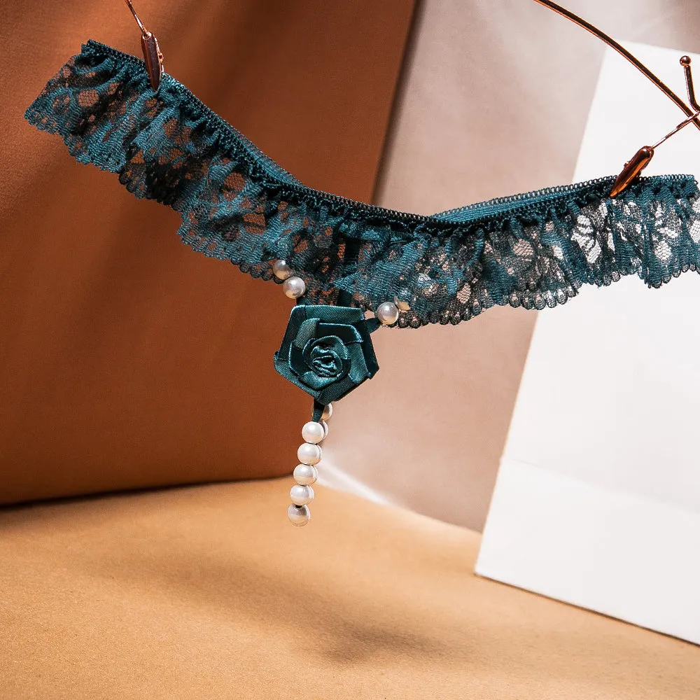 7 Pack Women's Lace panties G-string with pearls