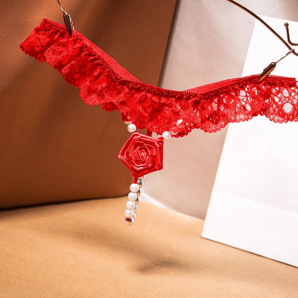 7 Pack Women's Lace panties G-string with pearls
