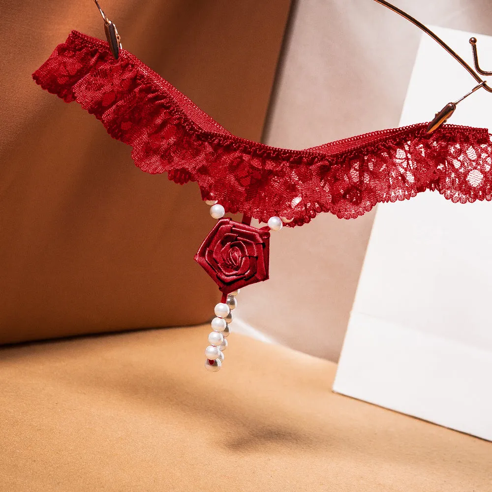 7 Pack Women's Lace panties G-string with pearls