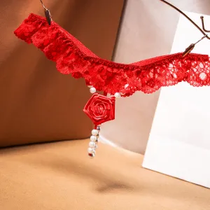 7 Pack Women's Lace panties G-string with pearls