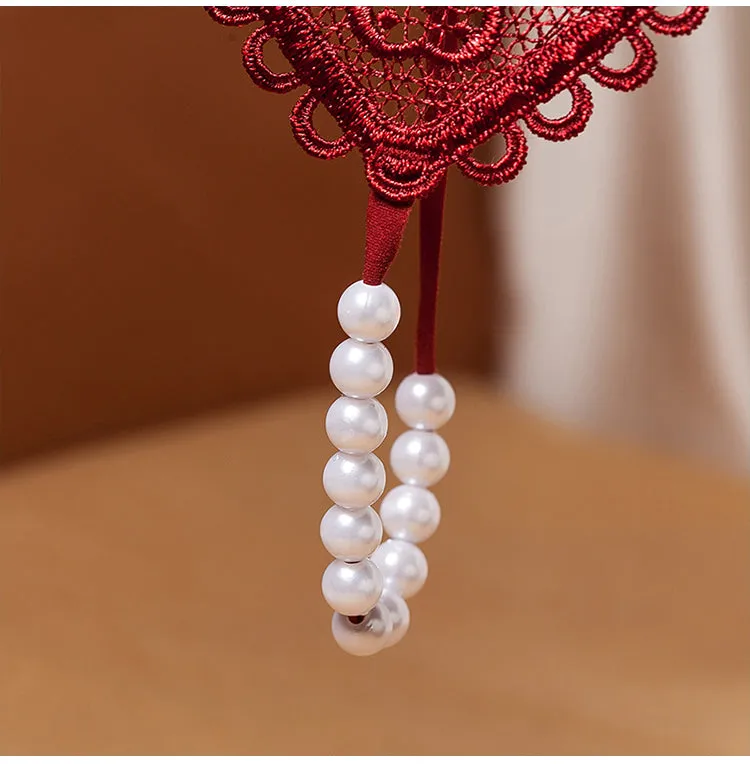 7 Pack Women's Lace Thongs G-String with Pearls Ball Ladies sexy Briefs Lingerie