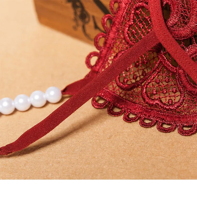 7 Pack Women's Lace Thongs G-String with Pearls Ball Ladies sexy Briefs Lingerie