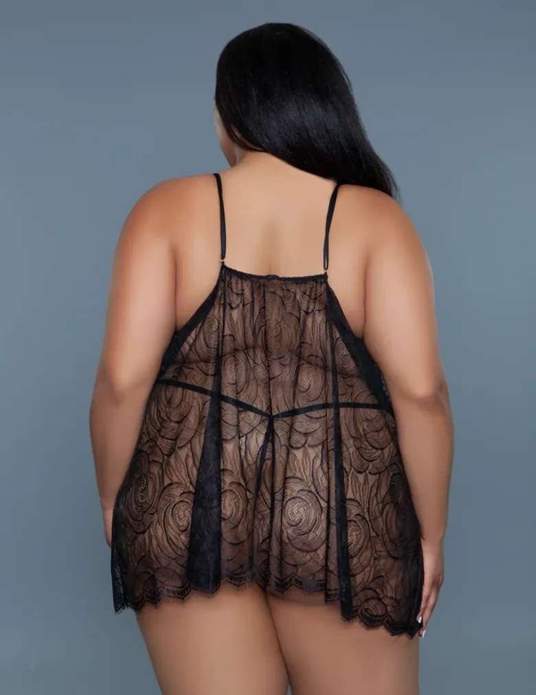 Be Wicked 2269 Daisy 2 Piece Babydoll Black