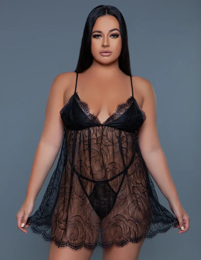 Be Wicked 2269 Daisy 2 Piece Babydoll Black