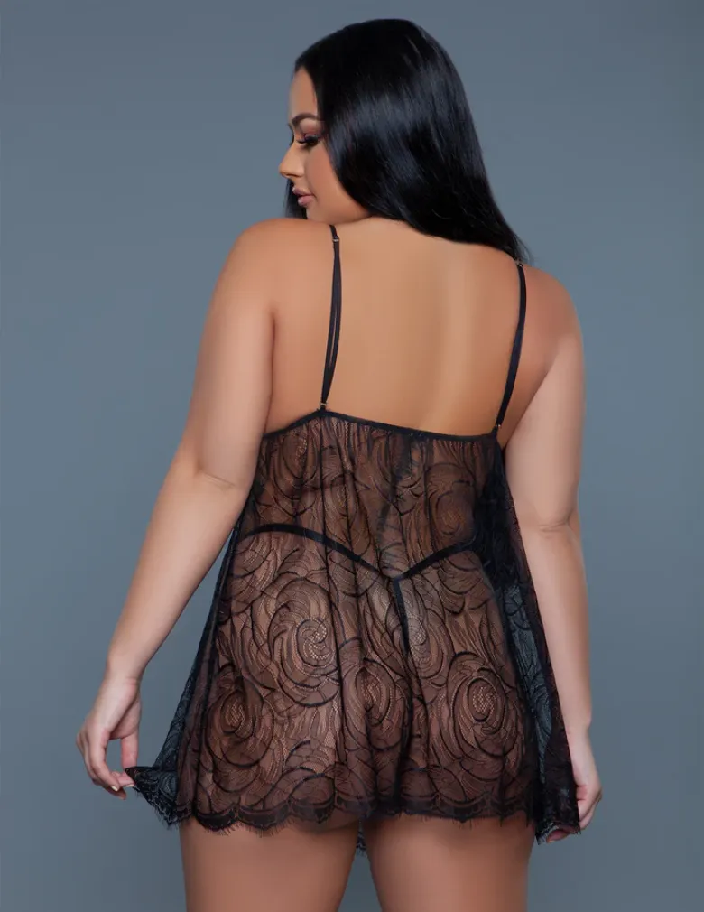 Be Wicked 2269 Daisy 2 Piece Babydoll Black