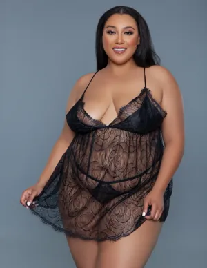 Be Wicked 2269 Daisy 2 Piece Babydoll Black