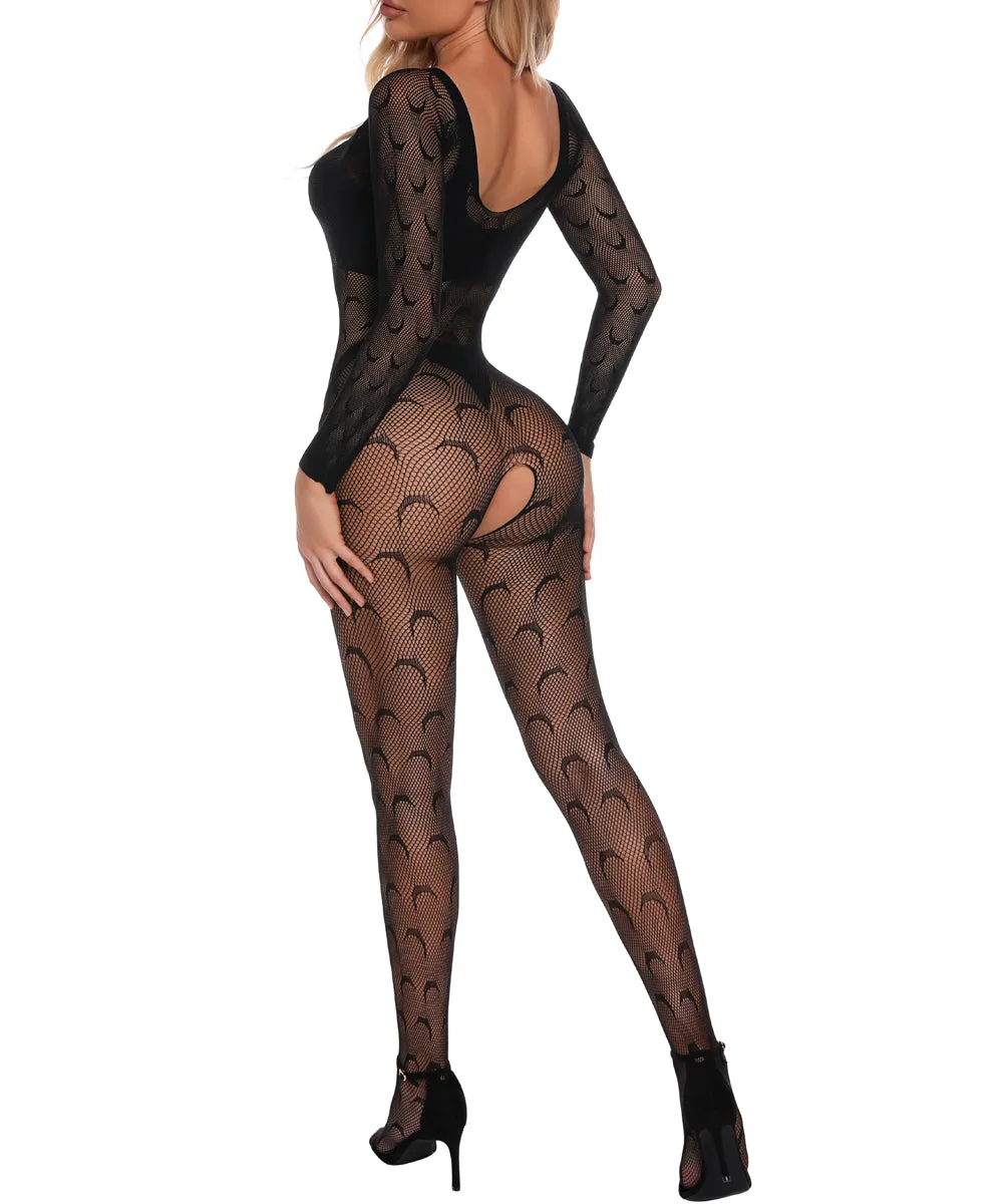 Buitifo Womens Fishnet Bodystocking Plus Size Crotchless Bodysuit Sexy Tights Soft Nightwear Lingerie
