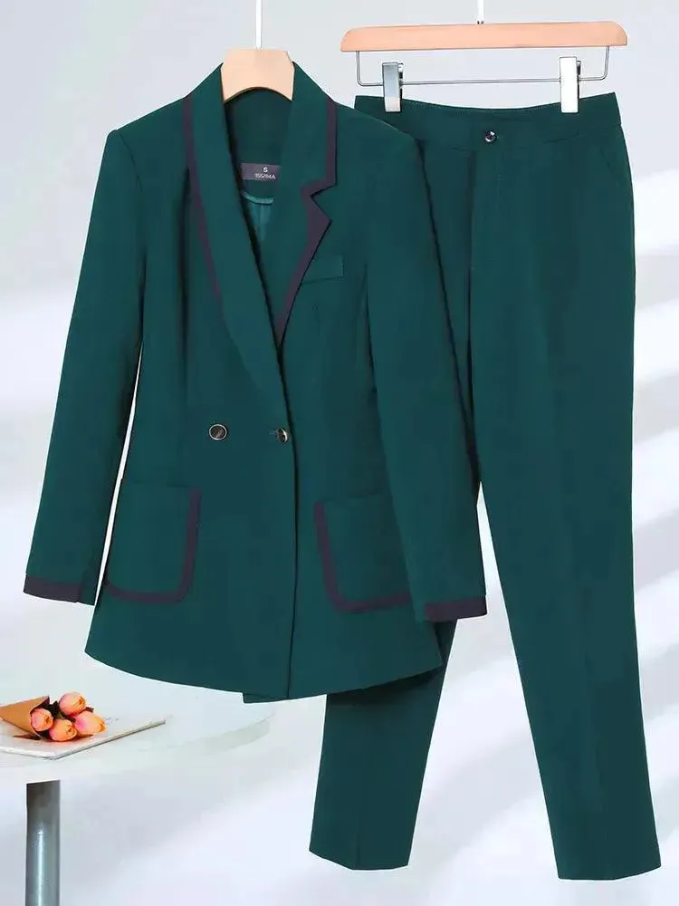 Chic Formal Women Pant Suit. Double Breasted Suit