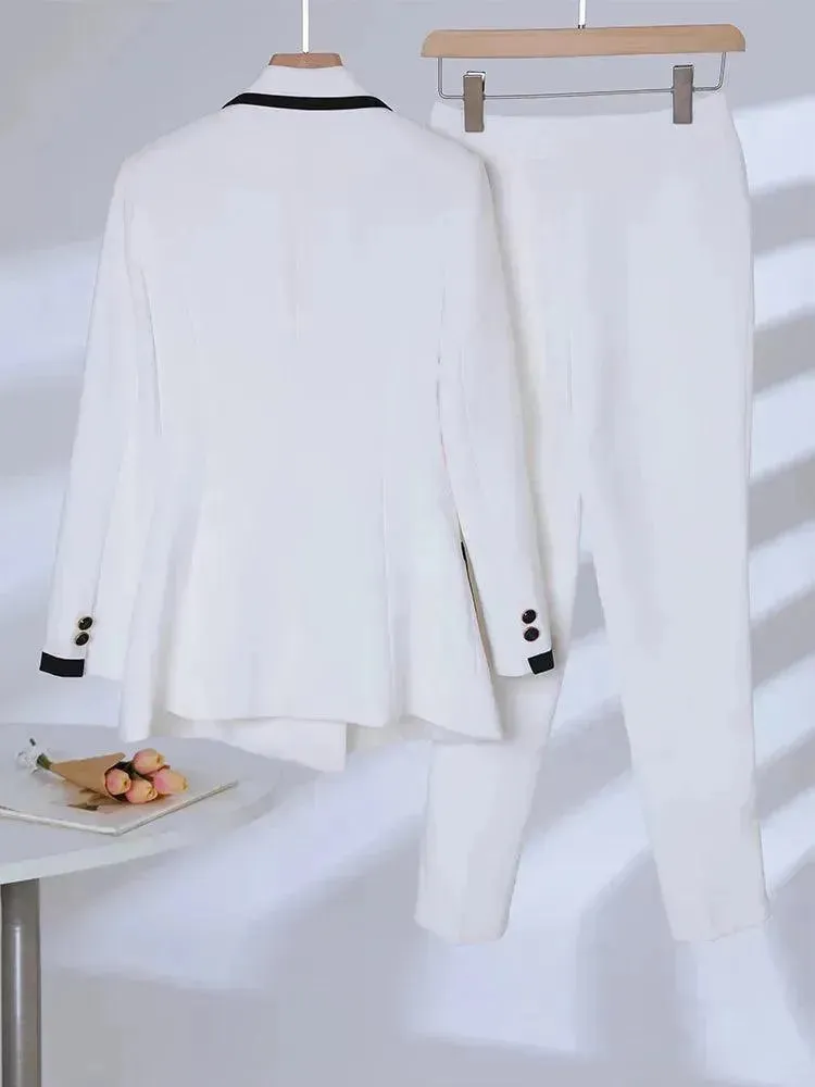 Chic Formal Women Pant Suit. Double Breasted Suit