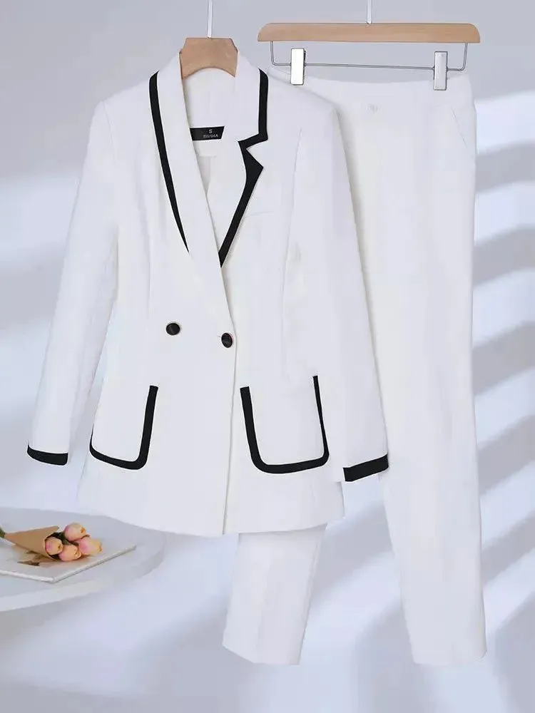 Chic Formal Women Pant Suit. Double Breasted Suit
