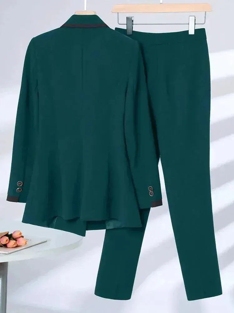 Chic Formal Women Pant Suit. Double Breasted Suit