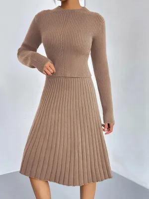 Chic Women Casual Knit Two-Piece Skirt Set