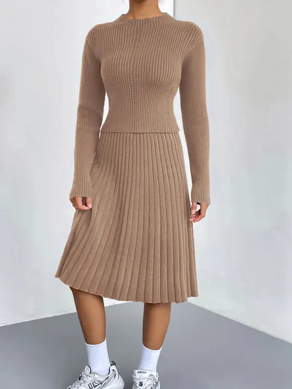 Chic Women Casual Knit Two-Piece Skirt Set
