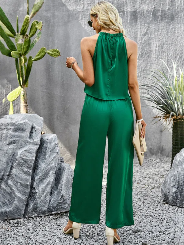 Chic Women Casual Satin Two-Piece Set