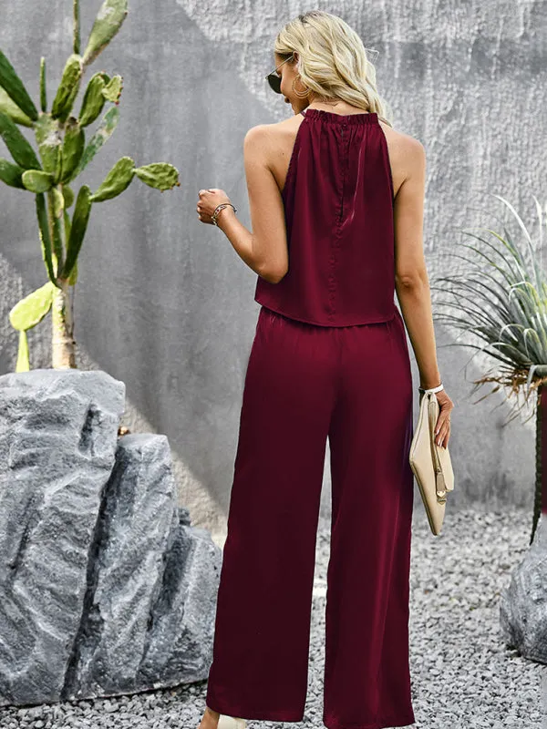 Chic Women Casual Satin Two-Piece Set