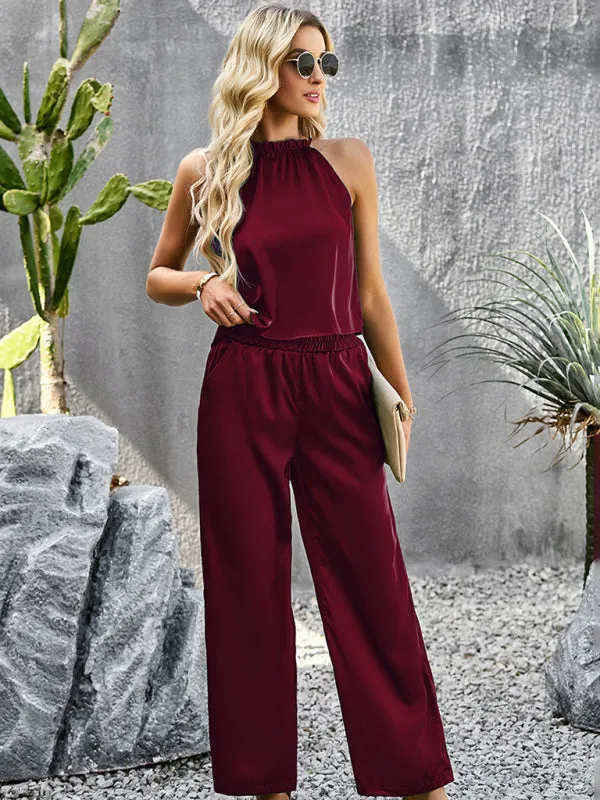 Chic Women Casual Satin Two-Piece Set