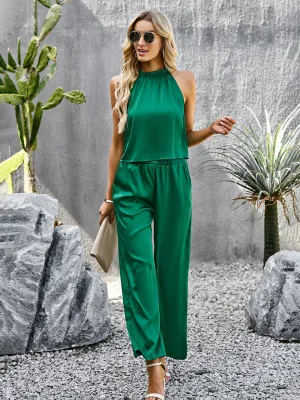 Chic Women Casual Satin Two-Piece Set