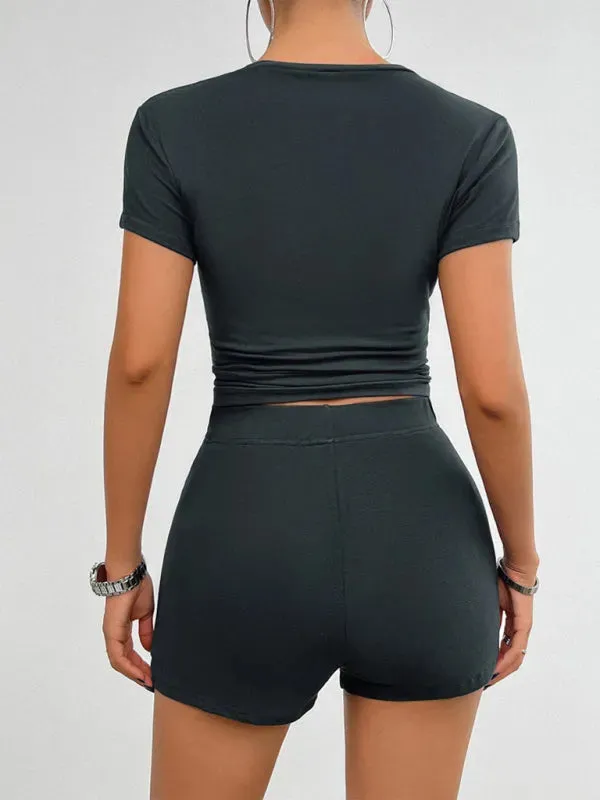 Chic Women Casual Slim Jersey Shorts Set