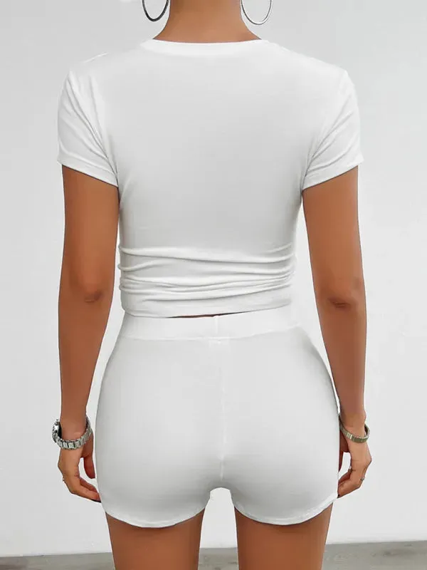 Chic Women Casual Slim Jersey Shorts Set