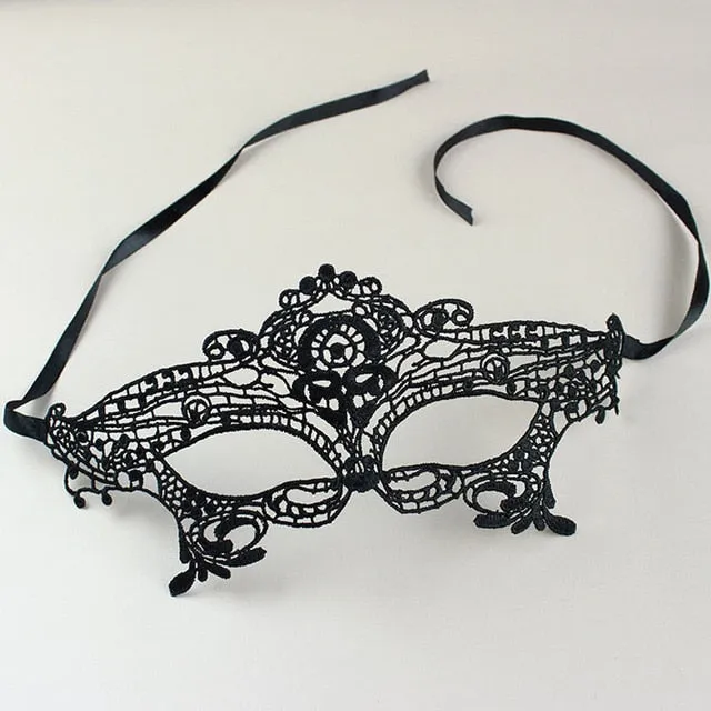 Cosplay Party Sexy Costumes Sexy Lingerie Hot Erotic Baby Doll Sexy Lingerie for Women Female Hollow Out Black Lace Mask 1/2pcs
