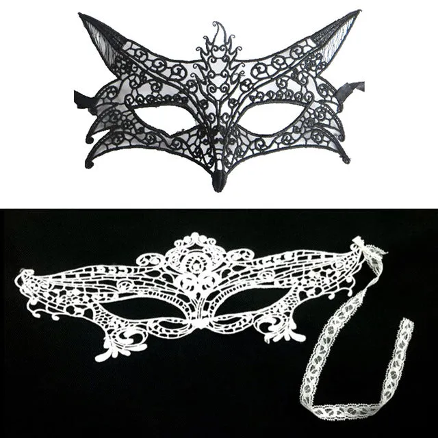 Cosplay Party Sexy Costumes Sexy Lingerie Hot Erotic Baby Doll Sexy Lingerie for Women Female Hollow Out Black Lace Mask 1/2pcs