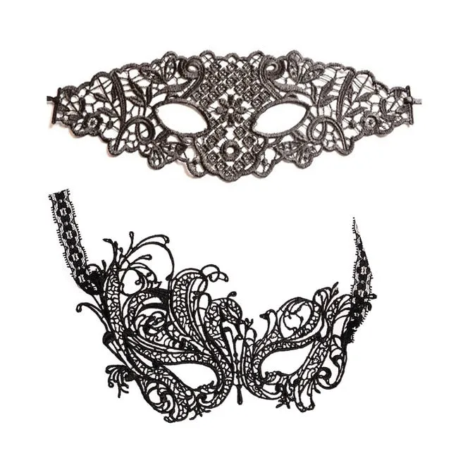 Cosplay Party Sexy Costumes Sexy Lingerie Hot Erotic Baby Doll Sexy Lingerie for Women Female Hollow Out Black Lace Mask 1/2pcs
