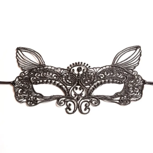 Cosplay Party Sexy Costumes Sexy Lingerie Hot Erotic Baby Doll Sexy Lingerie for Women Female Hollow Out Black Lace Mask 1/2pcs