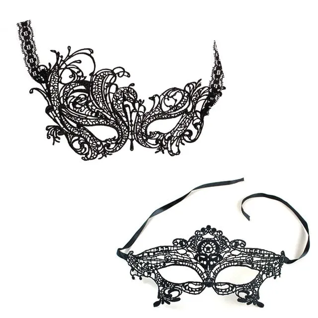 Cosplay Party Sexy Costumes Sexy Lingerie Hot Erotic Baby Doll Sexy Lingerie for Women Female Hollow Out Black Lace Mask 1/2pcs