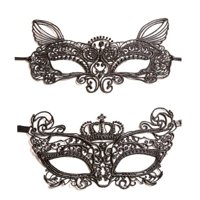 Cosplay Party Sexy Costumes Sexy Lingerie Hot Erotic Baby Doll Sexy Lingerie for Women Female Hollow Out Black Lace Mask 1/2pcs