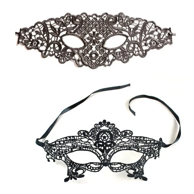 Cosplay Party Sexy Costumes Sexy Lingerie Hot Erotic Baby Doll Sexy Lingerie for Women Female Hollow Out Black Lace Mask 1/2pcs