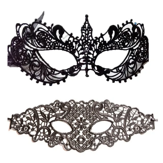 Cosplay Party Sexy Costumes Sexy Lingerie Hot Erotic Baby Doll Sexy Lingerie for Women Female Hollow Out Black Lace Mask 1/2pcs