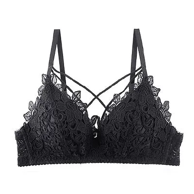 DERUILADY Lace Floral Embroidery Bralette Sexy Lingerie Comfort Seamless Adjusted Bras For Women Wireless Push Up Bra Underwear