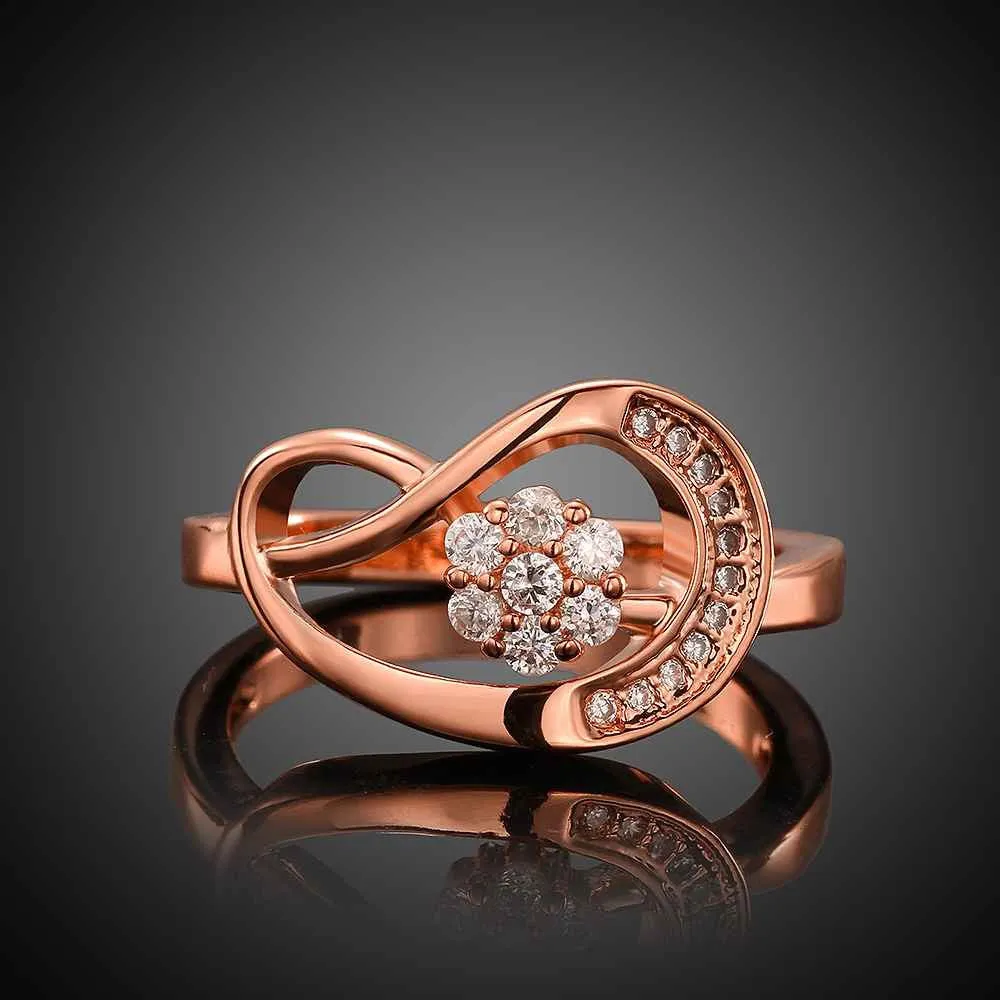 exo 18K Gold Plated rings crystal flower anel masculino Elegant SKGR 65 ELY