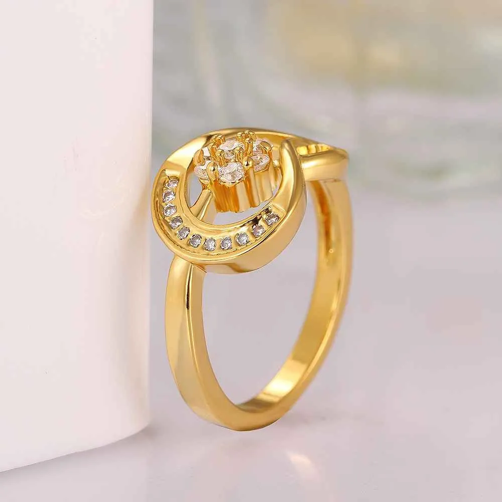 exo 18K Gold Plated rings crystal flower anel masculino Elegant SKGR 65 ELY