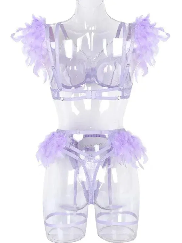 Lace Feather Lingerie Set