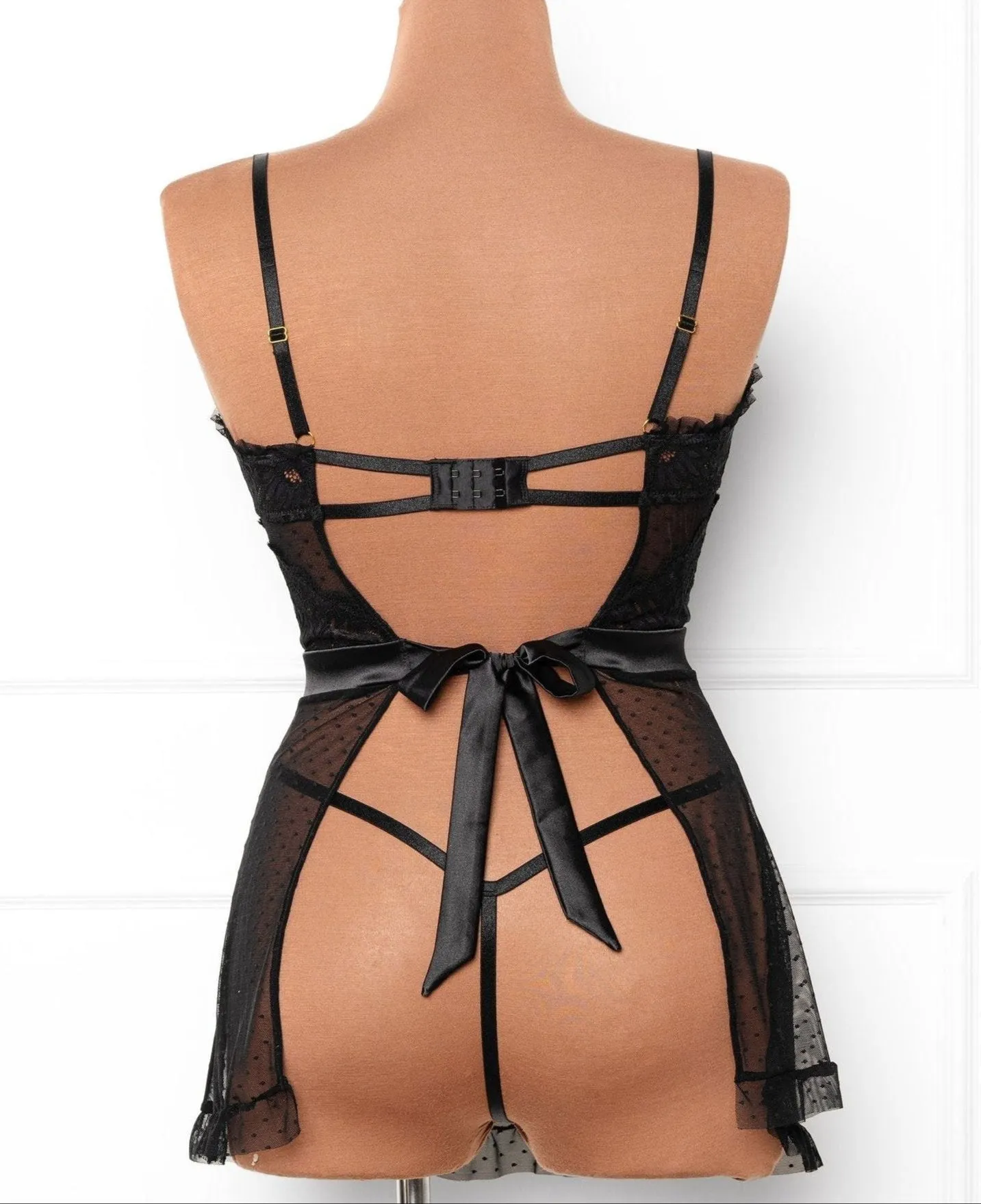 Lacy Ruffle Drop Waist Babydoll - Black