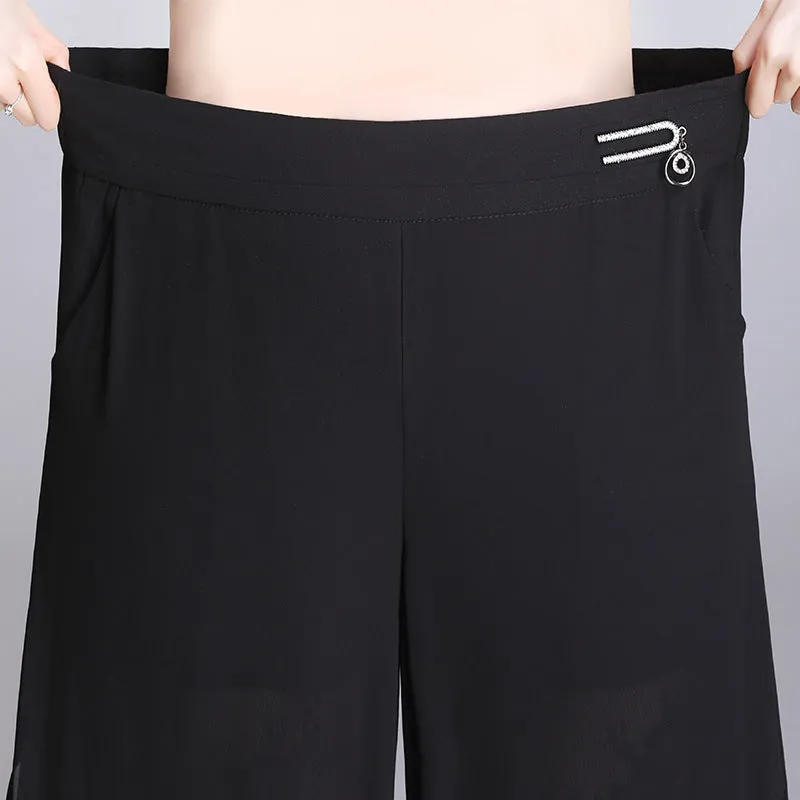 Lightweight simple wide-leg pants