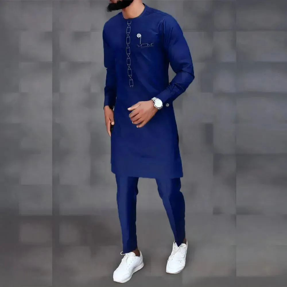 Men Bold Blue Casual Outfit Set