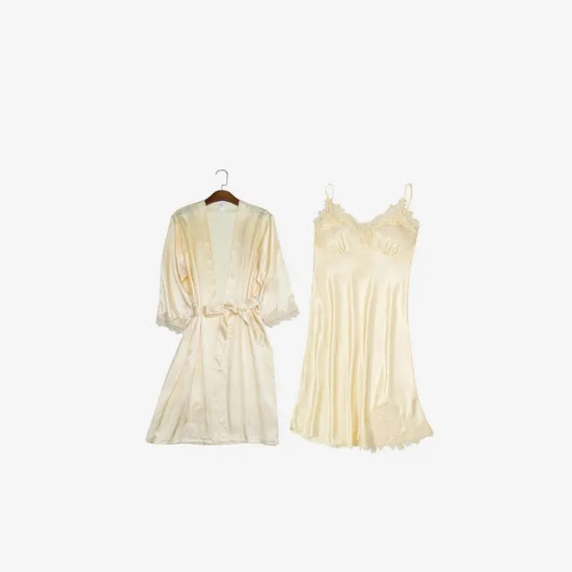New Women Satin Sleepwear Fashion Nightgowns Imitation Ice Silk Sleepwear Dresses Night Dress Women's Sexy Lingerie Nightdresses