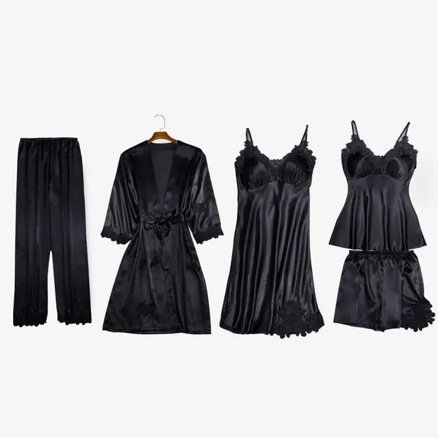 New Women Satin Sleepwear Fashion Nightgowns Imitation Ice Silk Sleepwear Dresses Night Dress Women's Sexy Lingerie Nightdresses