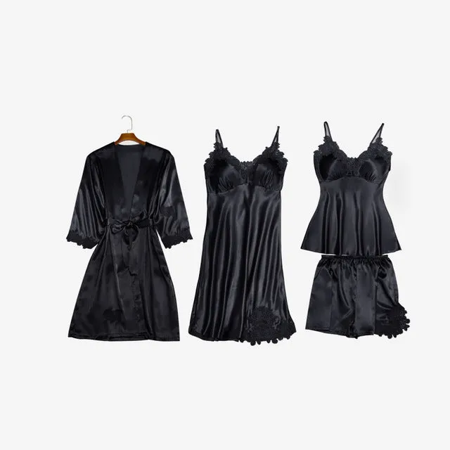 New Women Satin Sleepwear Fashion Nightgowns Imitation Ice Silk Sleepwear Dresses Night Dress Women's Sexy Lingerie Nightdresses