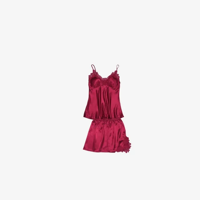 New Women Satin Sleepwear Fashion Nightgowns Imitation Ice Silk Sleepwear Dresses Night Dress Women's Sexy Lingerie Nightdresses
