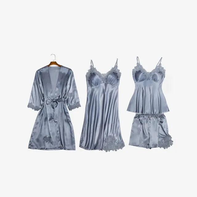 New Women Satin Sleepwear Fashion Nightgowns Imitation Ice Silk Sleepwear Dresses Night Dress Women's Sexy Lingerie Nightdresses