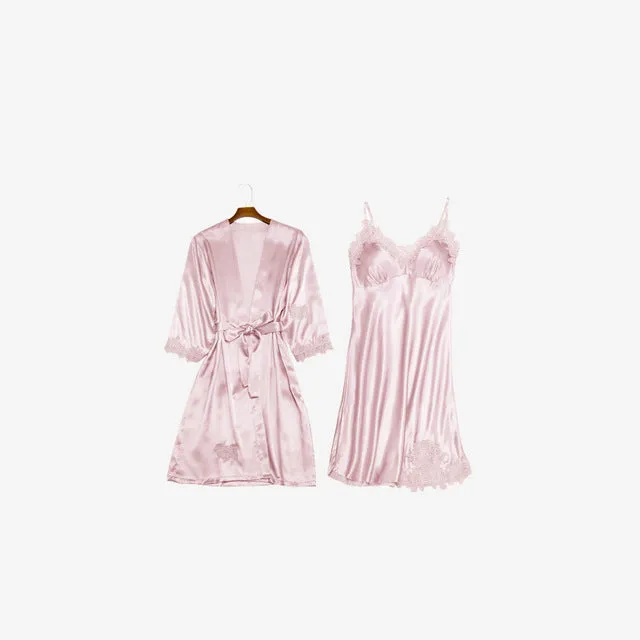 New Women Satin Sleepwear Fashion Nightgowns Imitation Ice Silk Sleepwear Dresses Night Dress Women's Sexy Lingerie Nightdresses