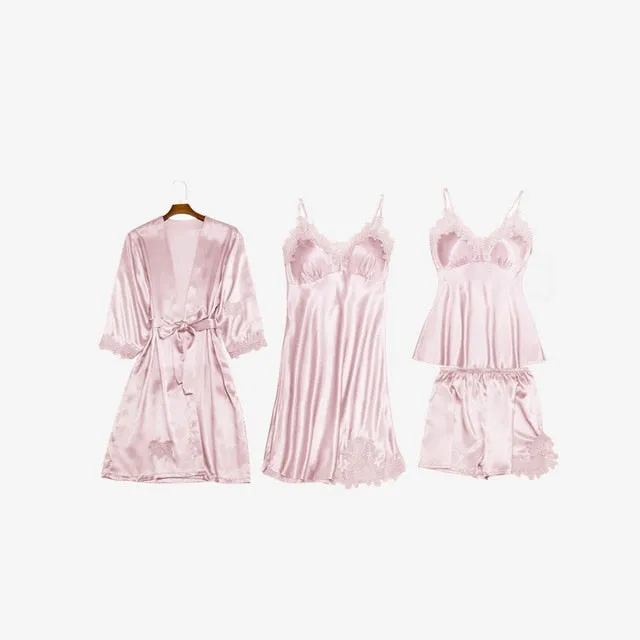 New Women Satin Sleepwear Fashion Nightgowns Imitation Ice Silk Sleepwear Dresses Night Dress Women's Sexy Lingerie Nightdresses