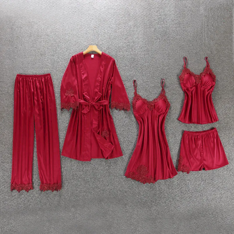 New Women Satin Sleepwear Fashion Nightgowns Imitation Ice Silk Sleepwear Dresses Night Dress Women's Sexy Lingerie Nightdresses