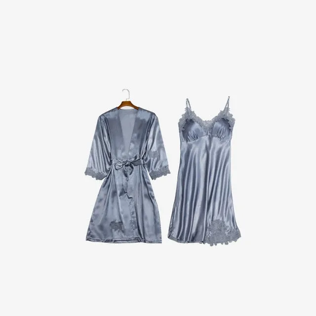 New Women Satin Sleepwear Fashion Nightgowns Imitation Ice Silk Sleepwear Dresses Night Dress Women's Sexy Lingerie Nightdresses