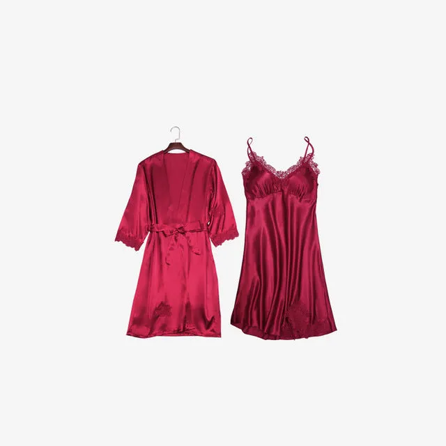 New Women Satin Sleepwear Fashion Nightgowns Imitation Ice Silk Sleepwear Dresses Night Dress Women's Sexy Lingerie Nightdresses