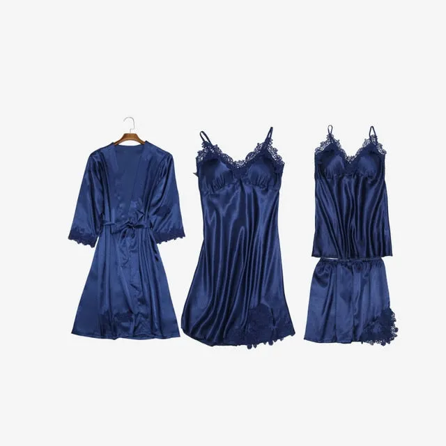 New Women Satin Sleepwear Fashion Nightgowns Imitation Ice Silk Sleepwear Dresses Night Dress Women's Sexy Lingerie Nightdresses